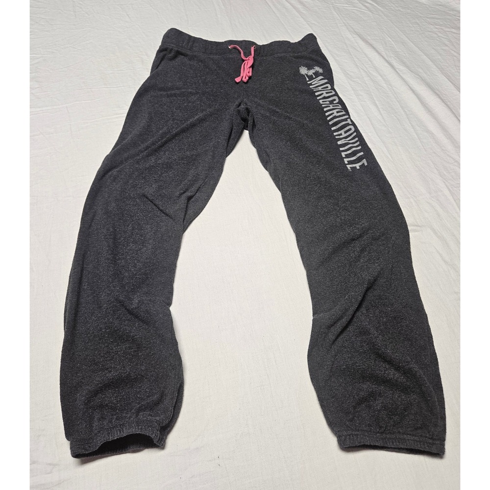 Margaritaville Sweatpants Womens Medium Gray Pink Drawstring Graphic Joggers